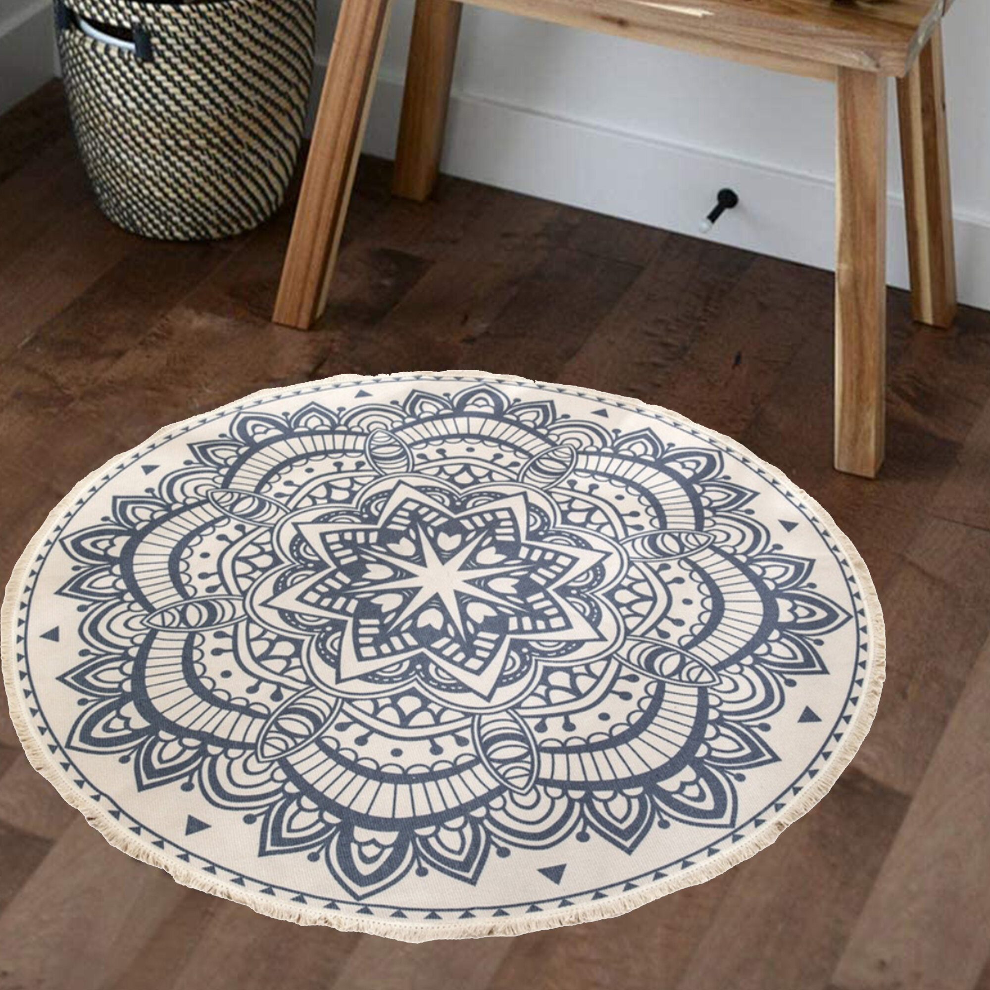 Round Carpet Hand-Woven Cotton and Linen Home Carpet Color : C, Size : Round Diameter 90cm