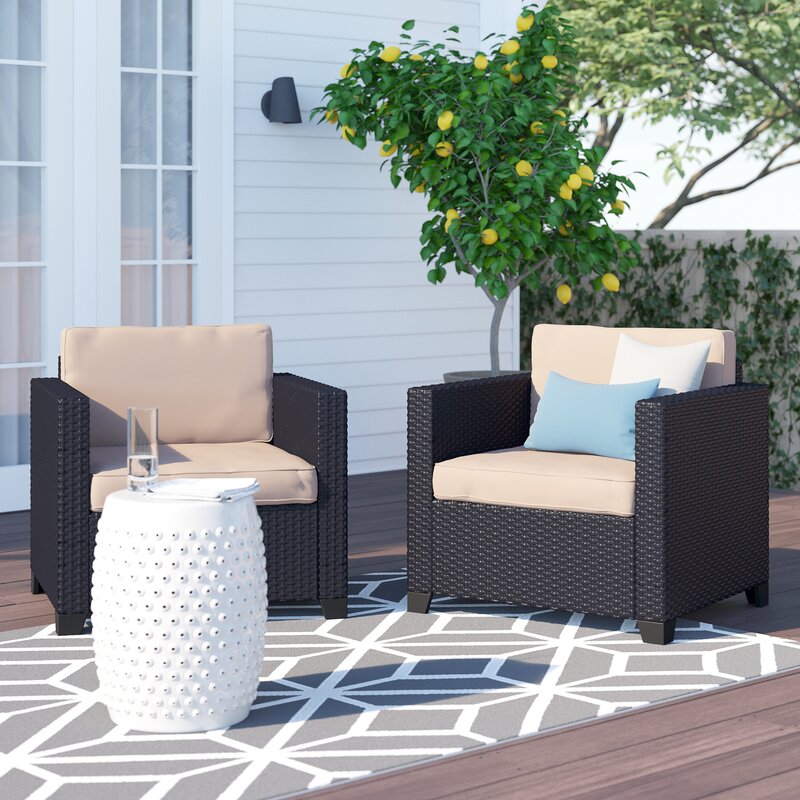 Zipcode Design Nimmons Rattan Patio Chair With Cushions Wayfair