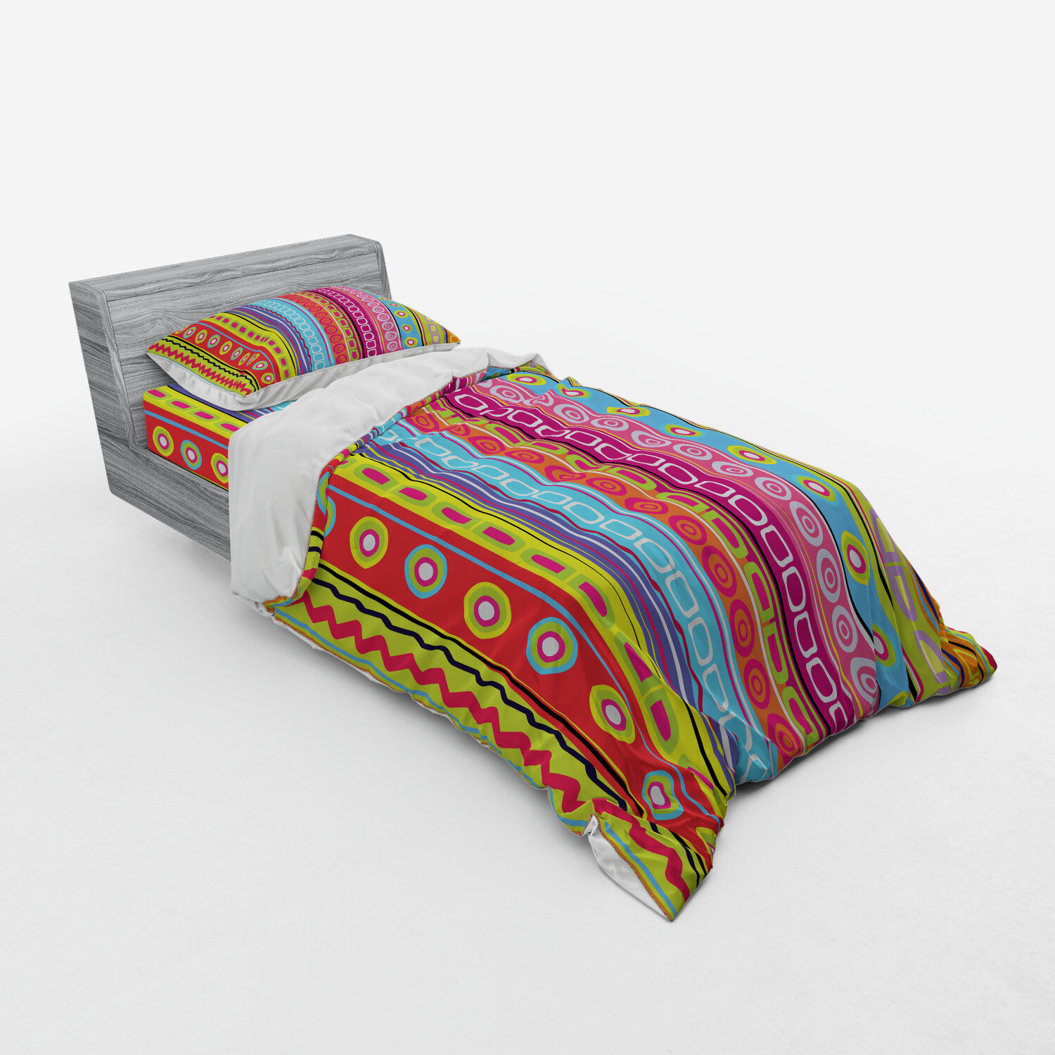 Indie Duvet Cover Set With Pillow Shams 80s Funky Memphis Fashion