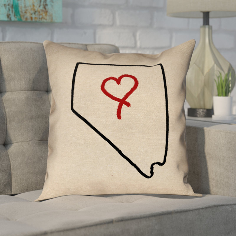 Ivy Bronx Giorgi State Love Outline In Poly Twill Double Sided Print Pillow Cover Wayfair