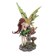 Amy Brown Thinking of You Elfe Faery Fairy Figurine on a Mushroom NEW IN BOX! 