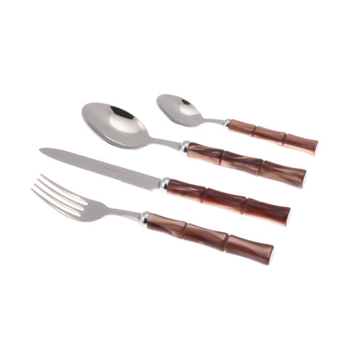 Rivadossi Sandro 24-tlg. Besteckset Bamboo aus 18/10 Edelstahl für 6 Personen Farbe: Braun
