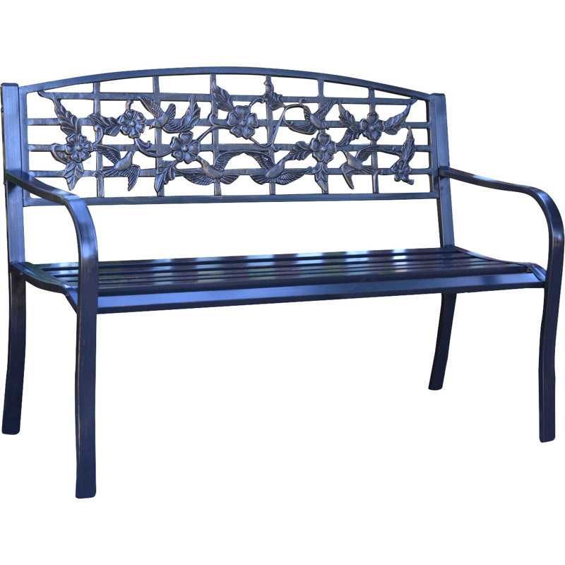 Flowers And Bird Curved Back Metal Park Bench & Reviews