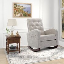 Grey Panana Retro Rocker Rocking Chair Inspired Leisure Armchair for Office Lounge Living Room Kitchen