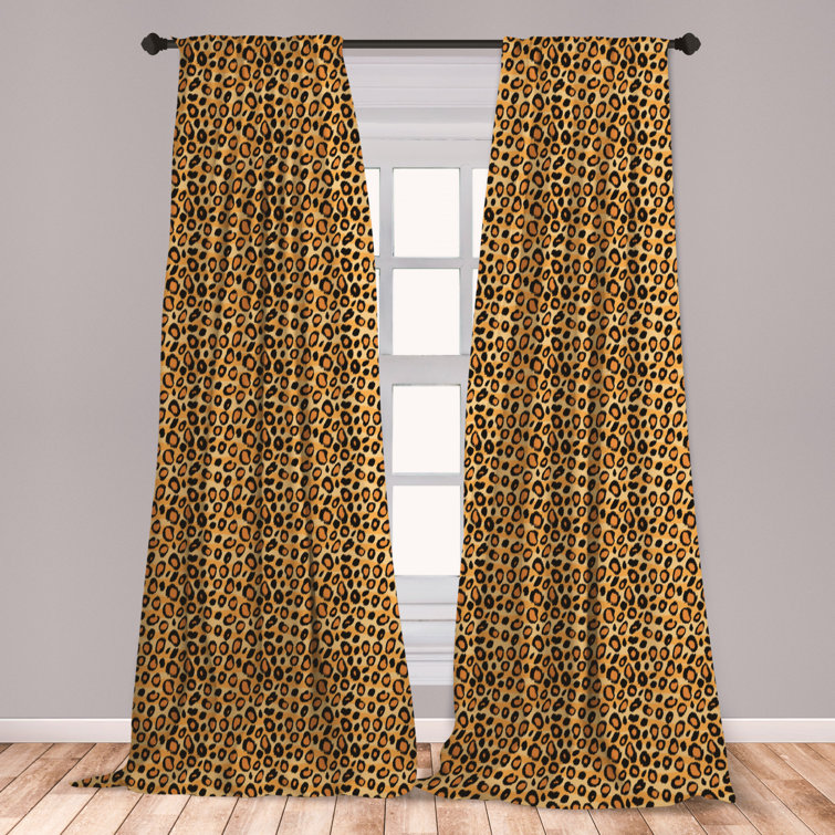 East Urban Home Ambesonne Leopard Print Curtains Spotty Jungle Safari Feline Print Wild Africa Inspiration Tile Pattern Window Treatments 2 Panel Set For Living Room Bedroom Decor 56 X 63 Orange Black