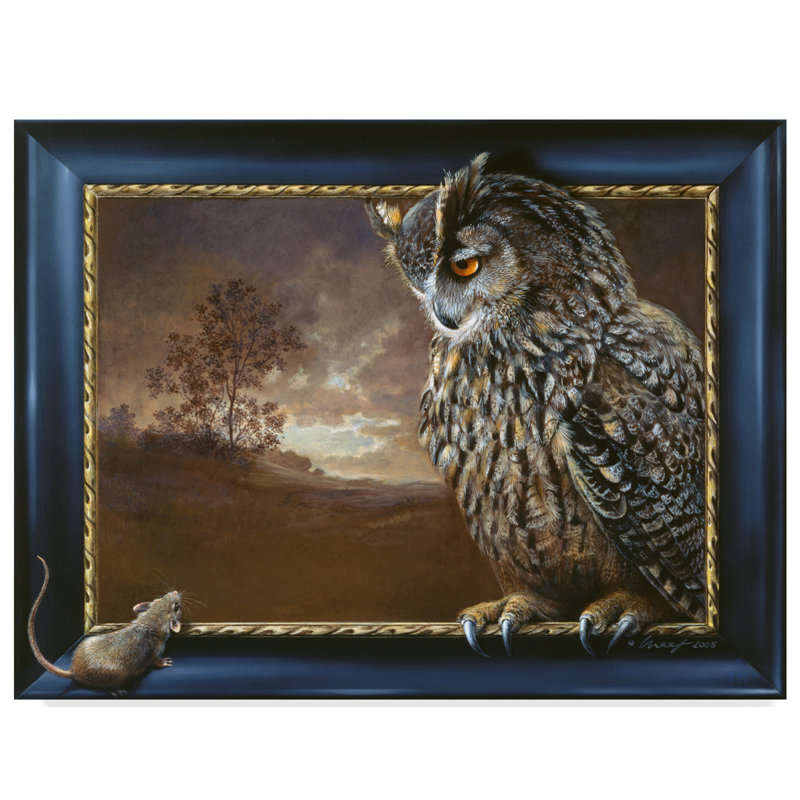 Trademark Art Eagle Owl And Mouse Acrylic Painting Print On