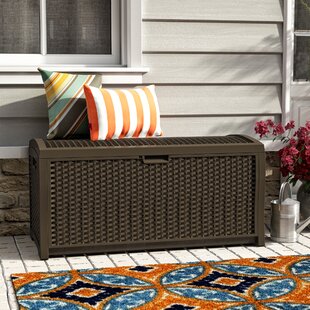 20 Gallon Deck Box Patio Wicker Storage White Furniture Seat Outdoor Indoor Garden Yard Resin Basket Container & eBook 