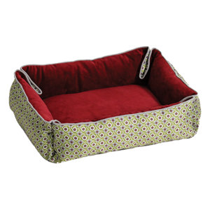 Quiet Time Fur and Designer Print Boutique Reversible Snap Bolster Dog Bed