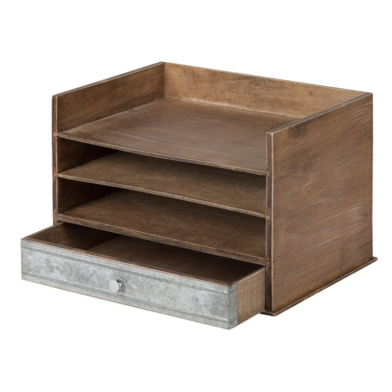 Kate And Laurel Industrious Desktop Wood Letter Tray With 3 Trays And Drawer Reviews Wayfair