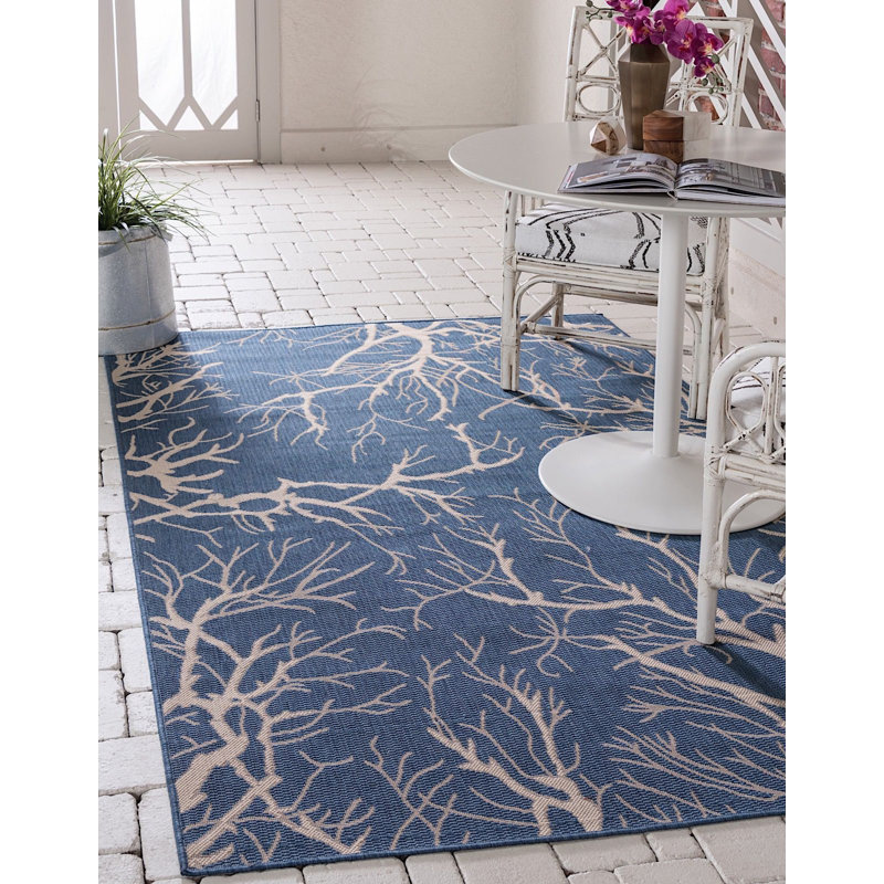 Rugpal Veranda Power Loom Blue Beige Rug Wayfair