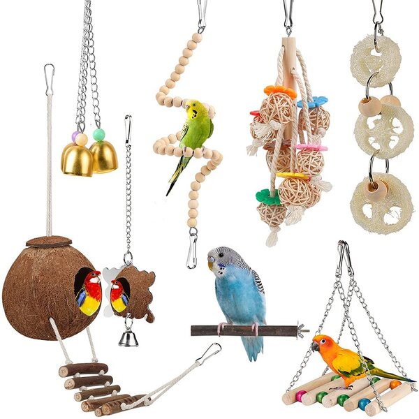 Bird Cage Perches Stand Platform Paw Grinding Bites Toys For Parrot Parakeet LD 