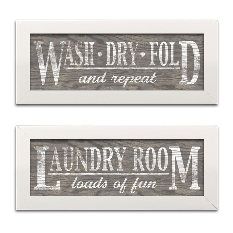 August Grove Classic Gray Laundry Signs On Wood Panel Style