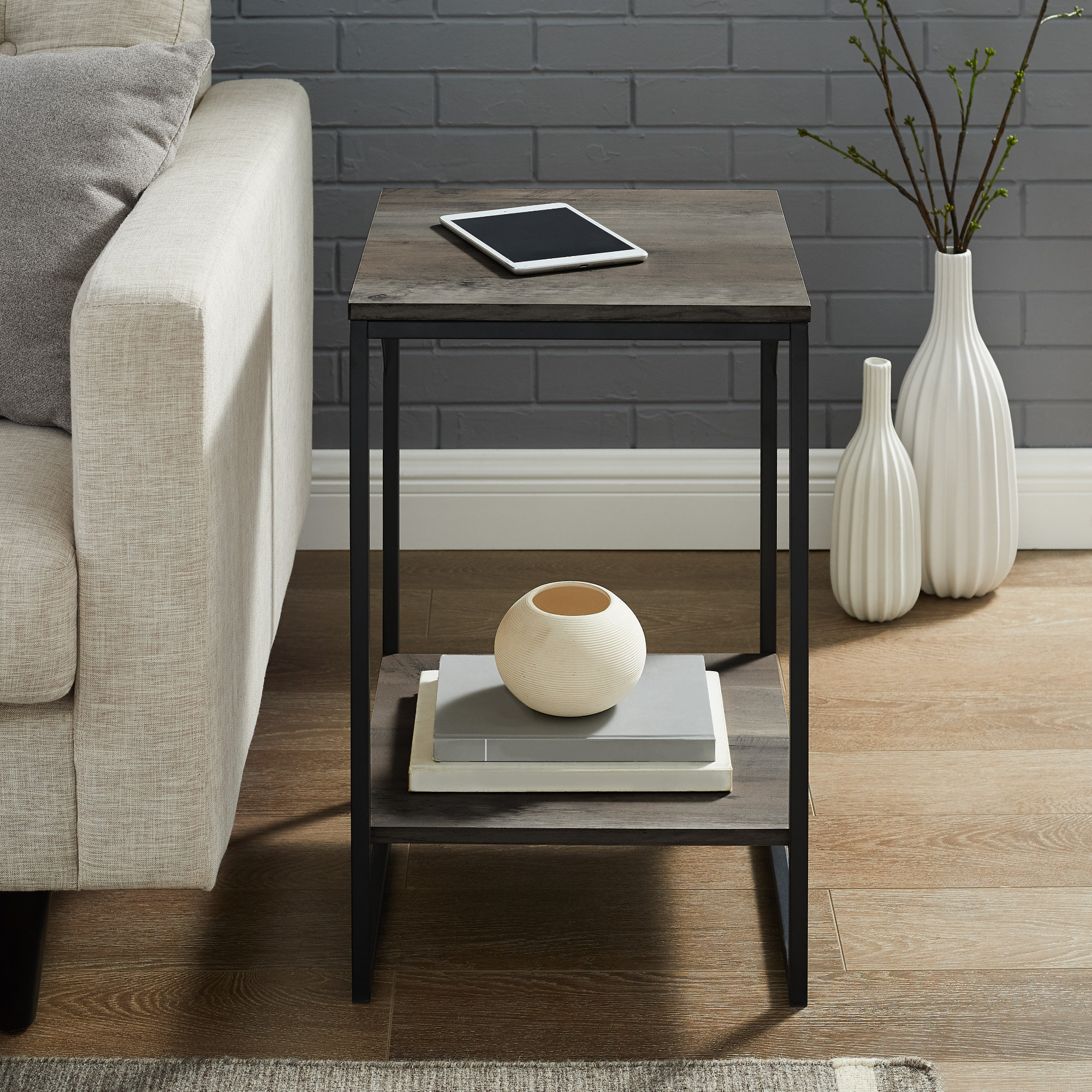 17 Stories Zimmerman Sled End Table With Storage Reviews Wayfair
