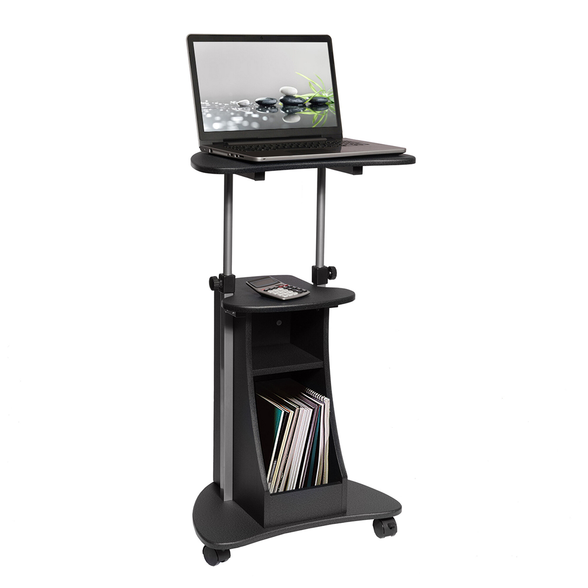 adjustable height laptop cart