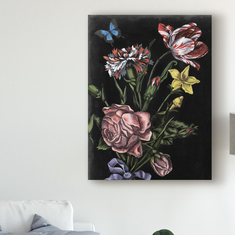 East Urban Home Dark Floral Iv Acrylic Painting Print On Wrapped