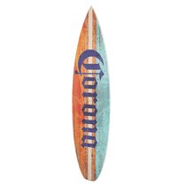 Tall Palm Tree Metal Surfboard Sign 17" x 4.5" Wall Decor DS