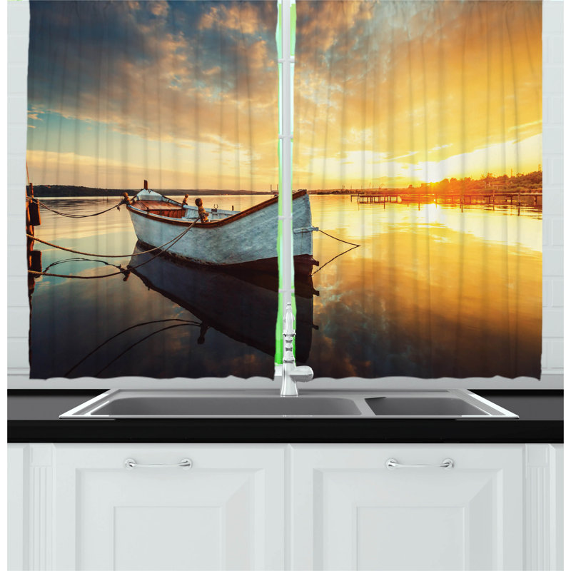 East Urban Home Lake House 2 Piece Kitchen Curtain Wayfair