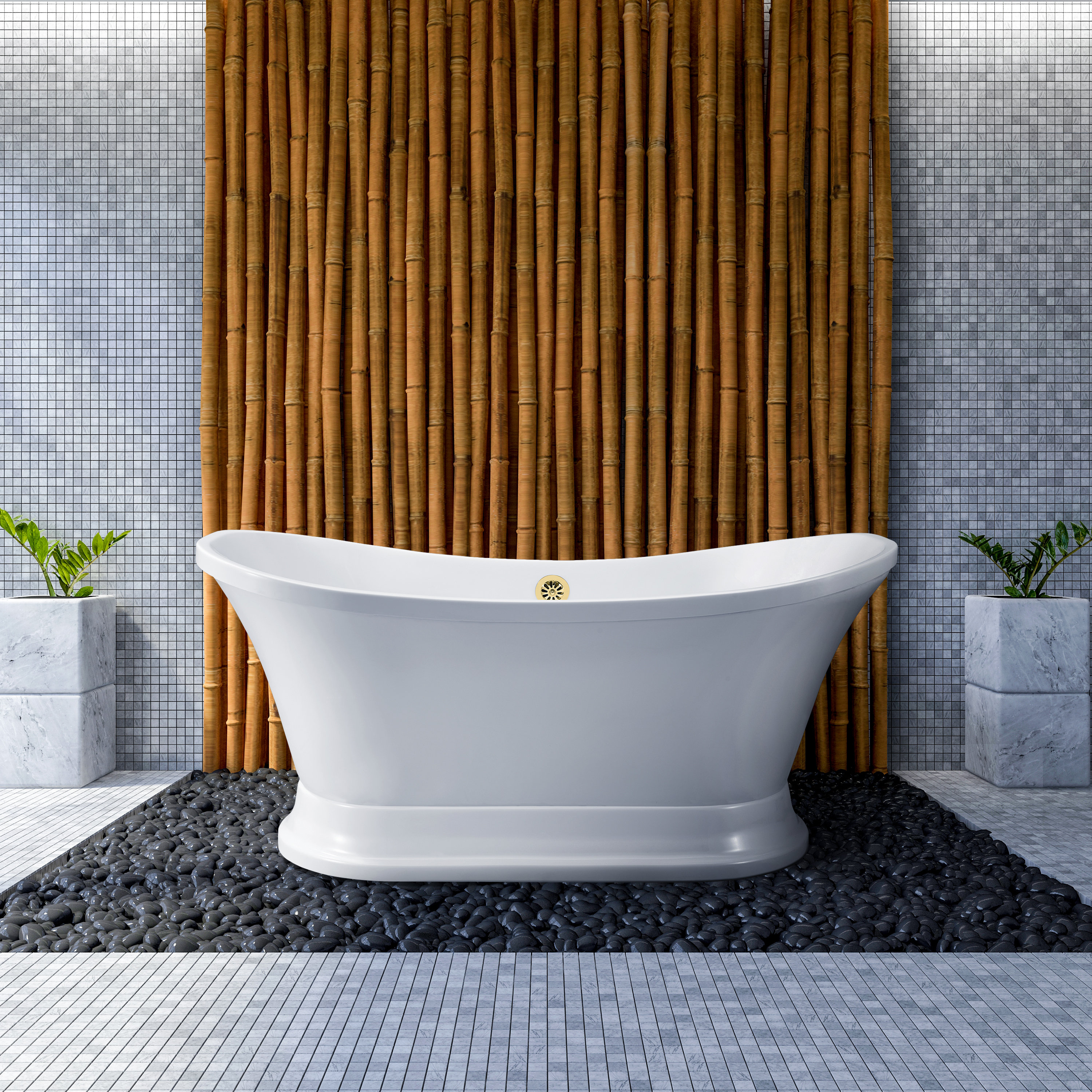 Streamlinebath 68 X 34 Freestanding Soaking Bathtub Wayfair