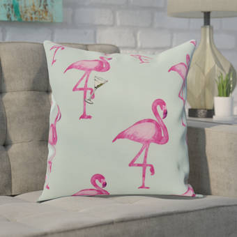 Bay Isle Home Wirtz Flamingo Friends Outdoor Throw Pillow Reviews Wayfair
