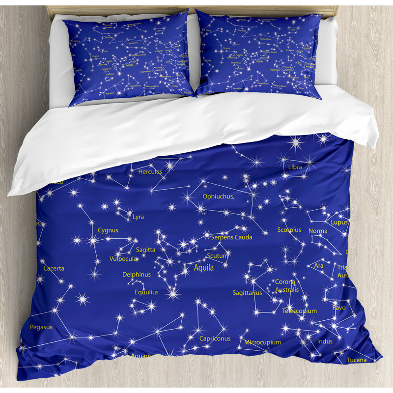 Ambesonne Constellation Astronomy Science Names Of Stars Zodiac Constellation Astronomy Science Names Of Stars Zodiac Signs Night Sky Duvet Cover Set