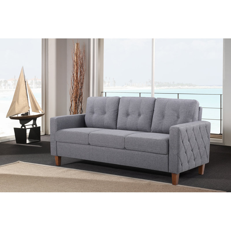 Latitude Run Rossetti Mid Century Tufted 76 77 Square Arms Sofa