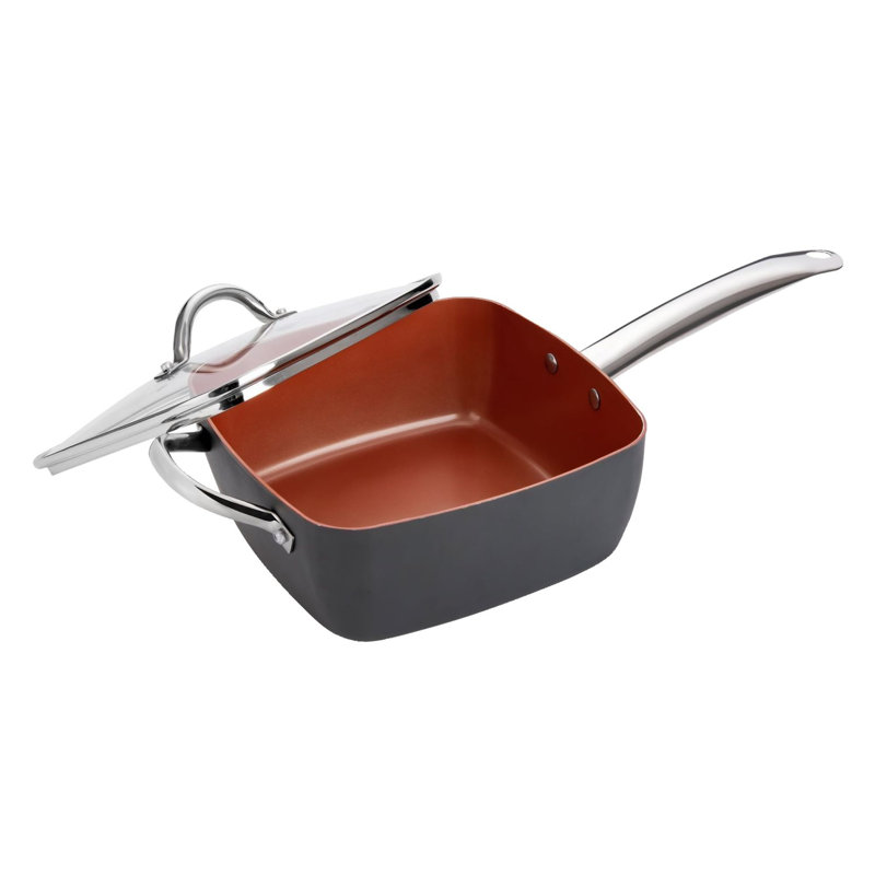 Hamilton Beach Aluminum 9 5 In Copper Non Stick Frying Pan With Lid Wayfair