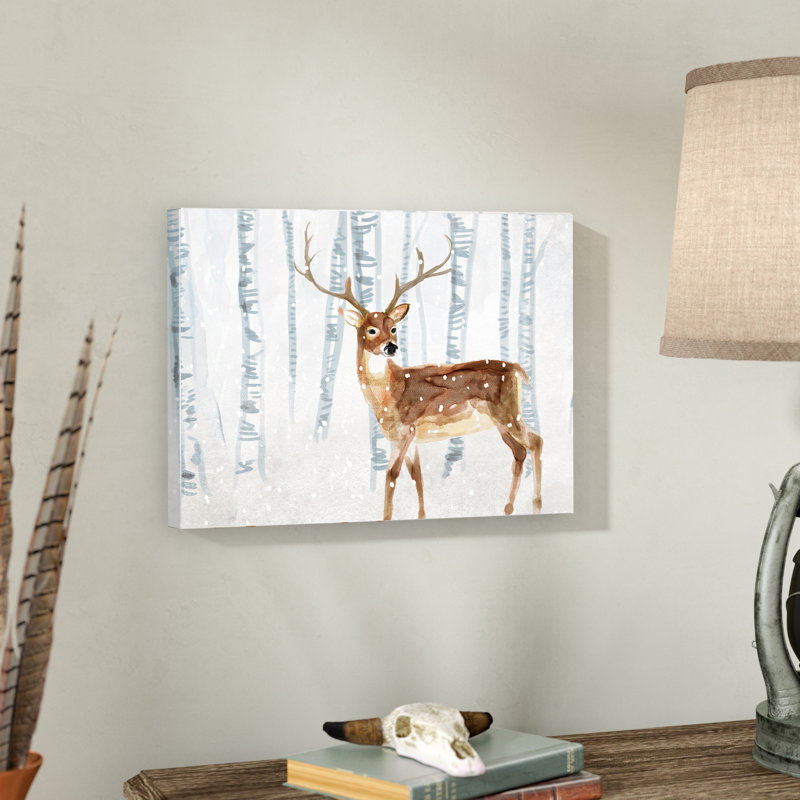 Loon Peak Deer In Winter Wonderland Graphic Art Print On Canvas