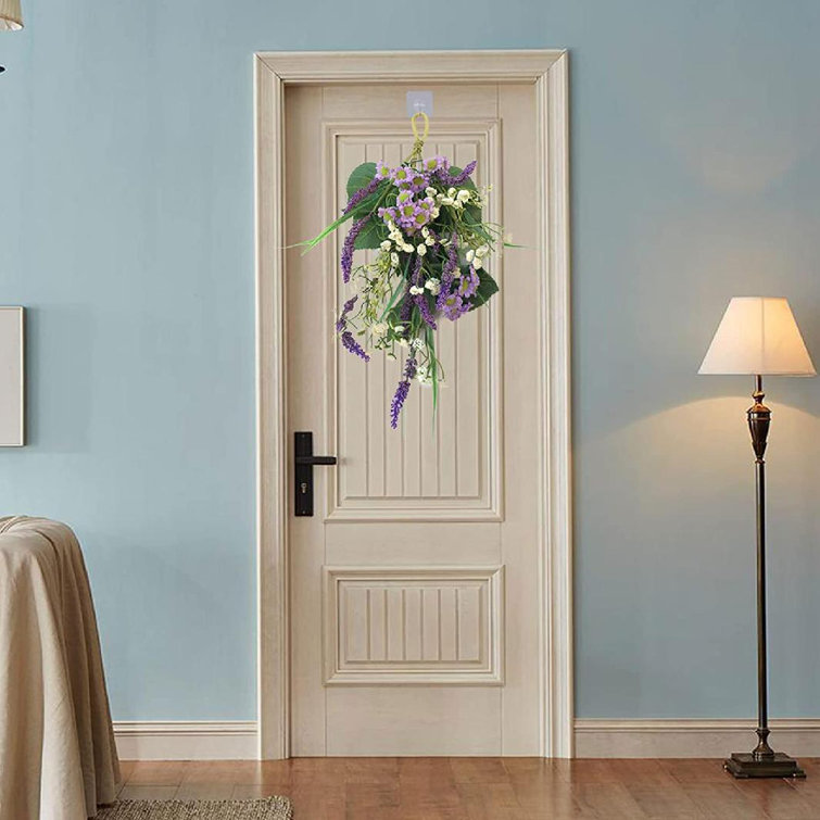 17" Lighted Lavender Floral Wall Door Hanging Purple Wreath Summer Spring Decor 
