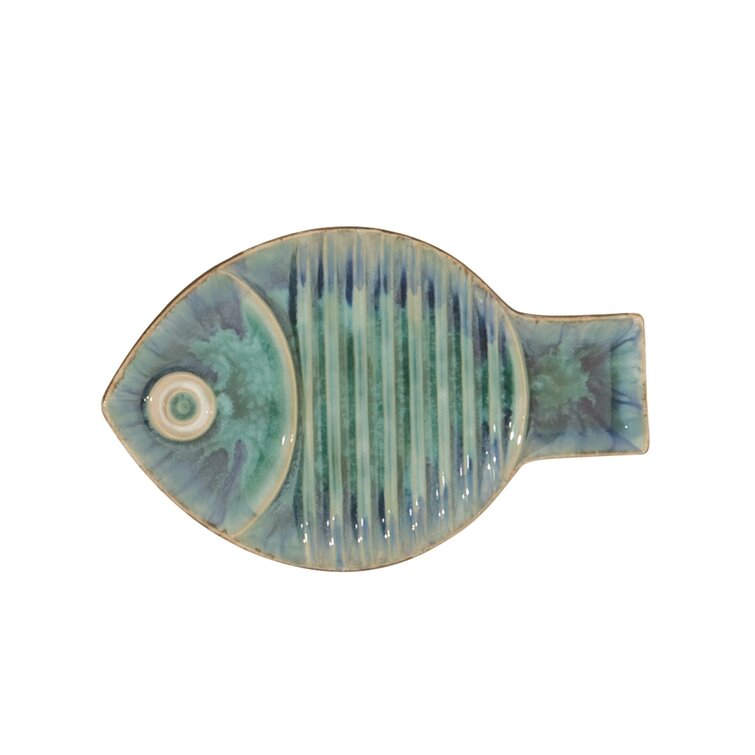 Vintage Global Views Fish Wall Art Plate Mid Century Modern Turquoise 13 X 8.5 