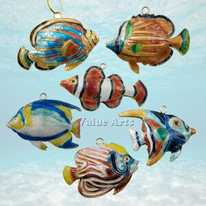 Cloisonne Tropical Fish Ornament Set (Set of 4)