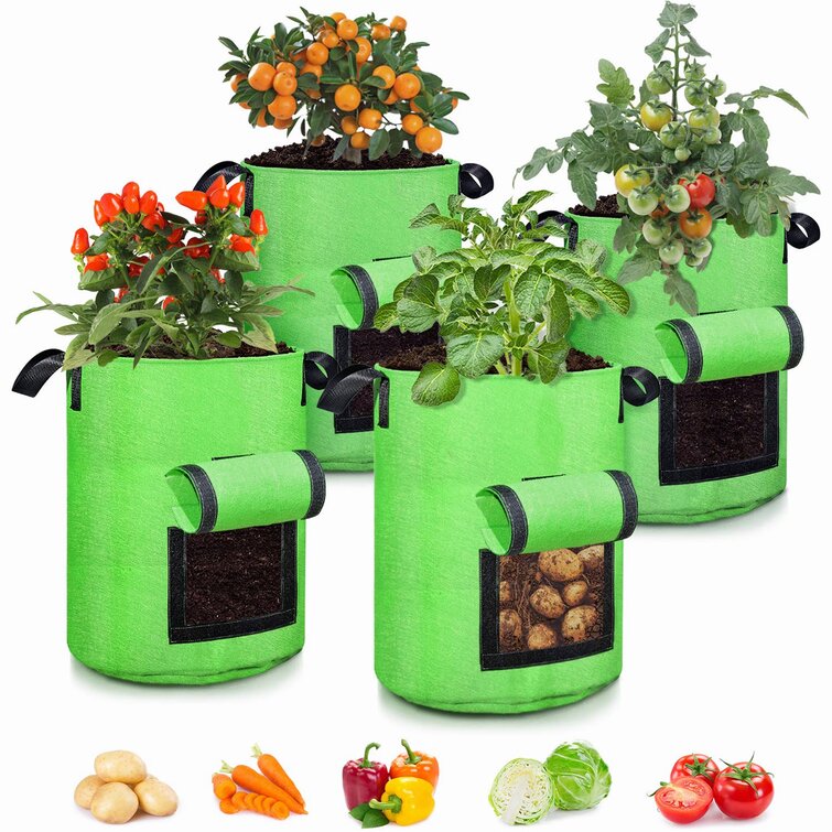 10 Gallon Fabric Vegetable Plant Garden Grow Bag With Window Flap Breathable 
