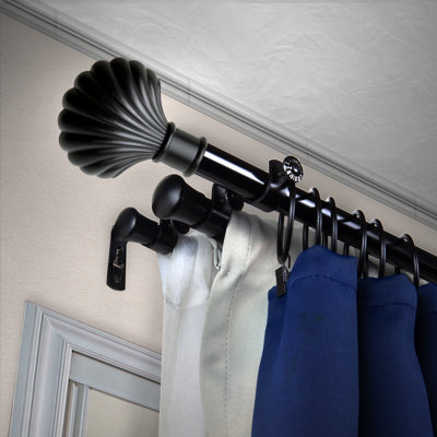 Frieda Curtain Rod 1316 Inch Dia 2848  Black Rosecliff Heights Finish Black Size 28  48