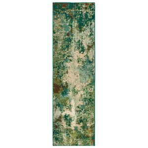 Hedberg Abstract Distressed Green/Beige Area Rug