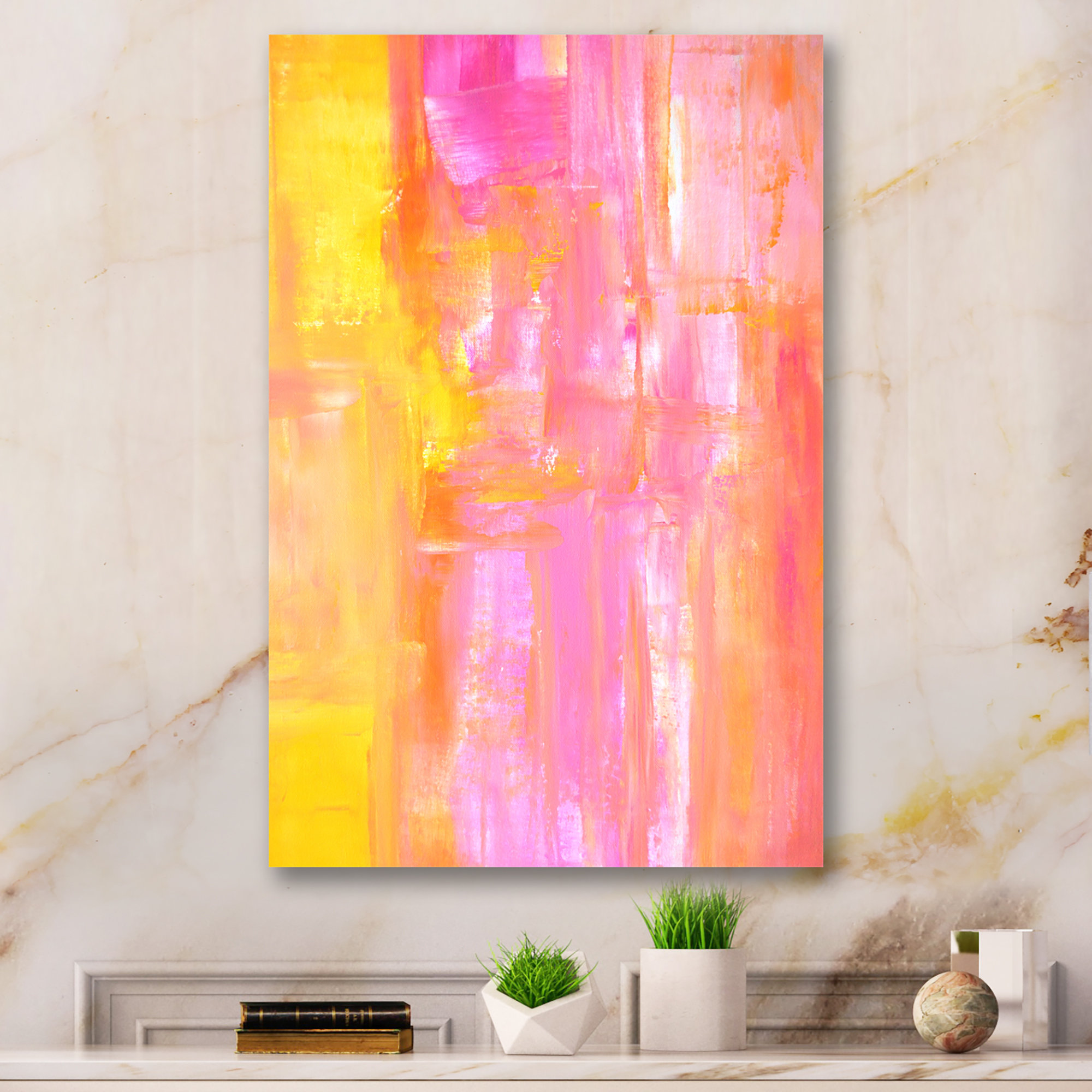 Wrought Studio Yellow And Pink Merging Abstract II Yellow And Pink ...