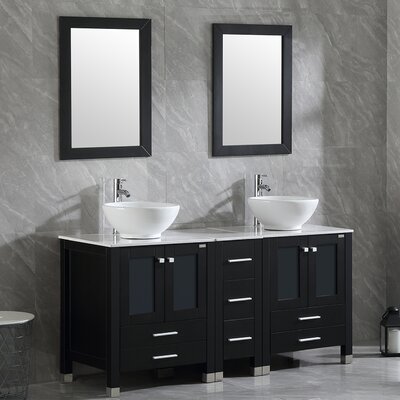 Ebern Designs Marinus 60'' Double Bathroom Vanity Set with Mirror ...