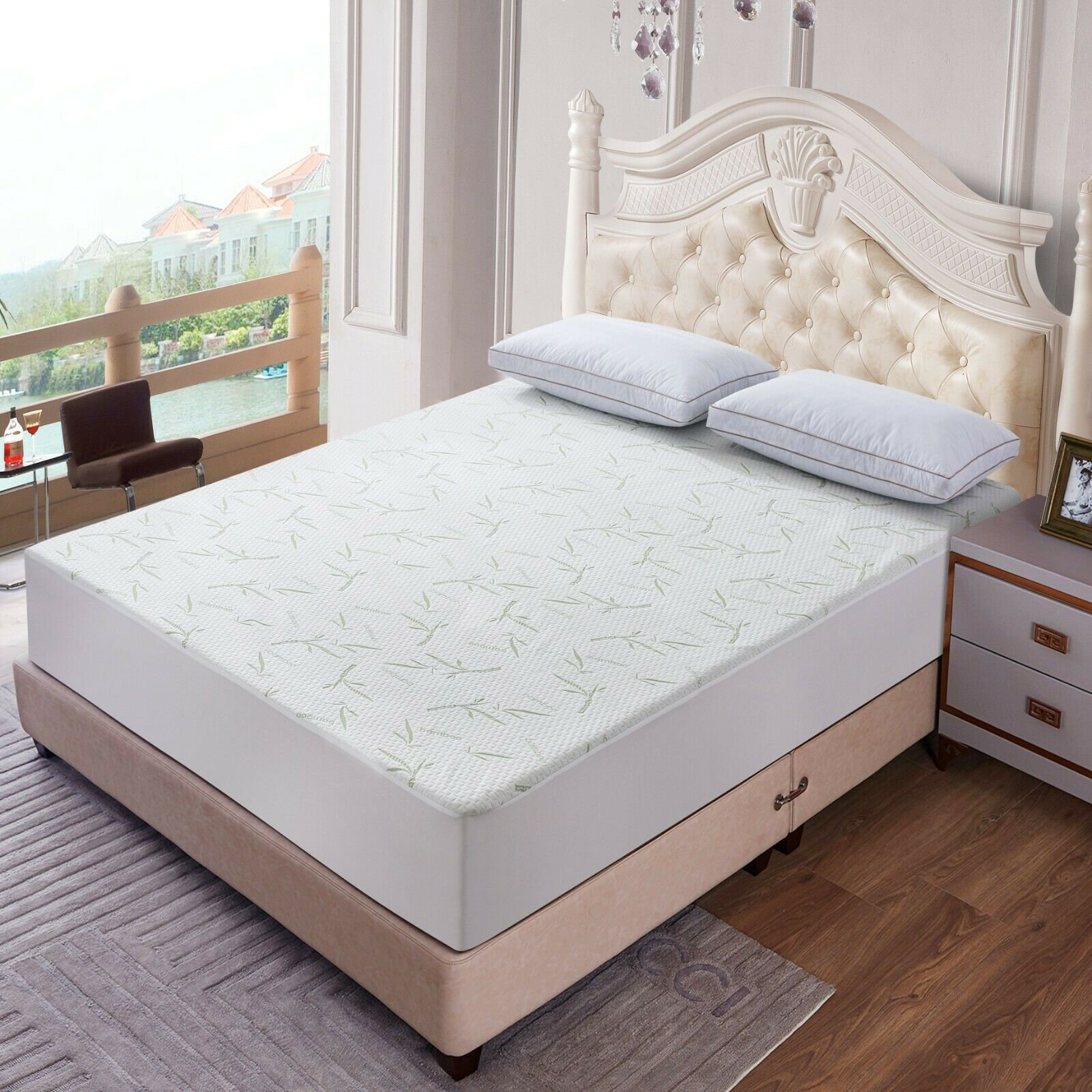 BAMBOO Mattress Protector Waterproof Soft Hypoallergenic Fitted Cover-Queen 