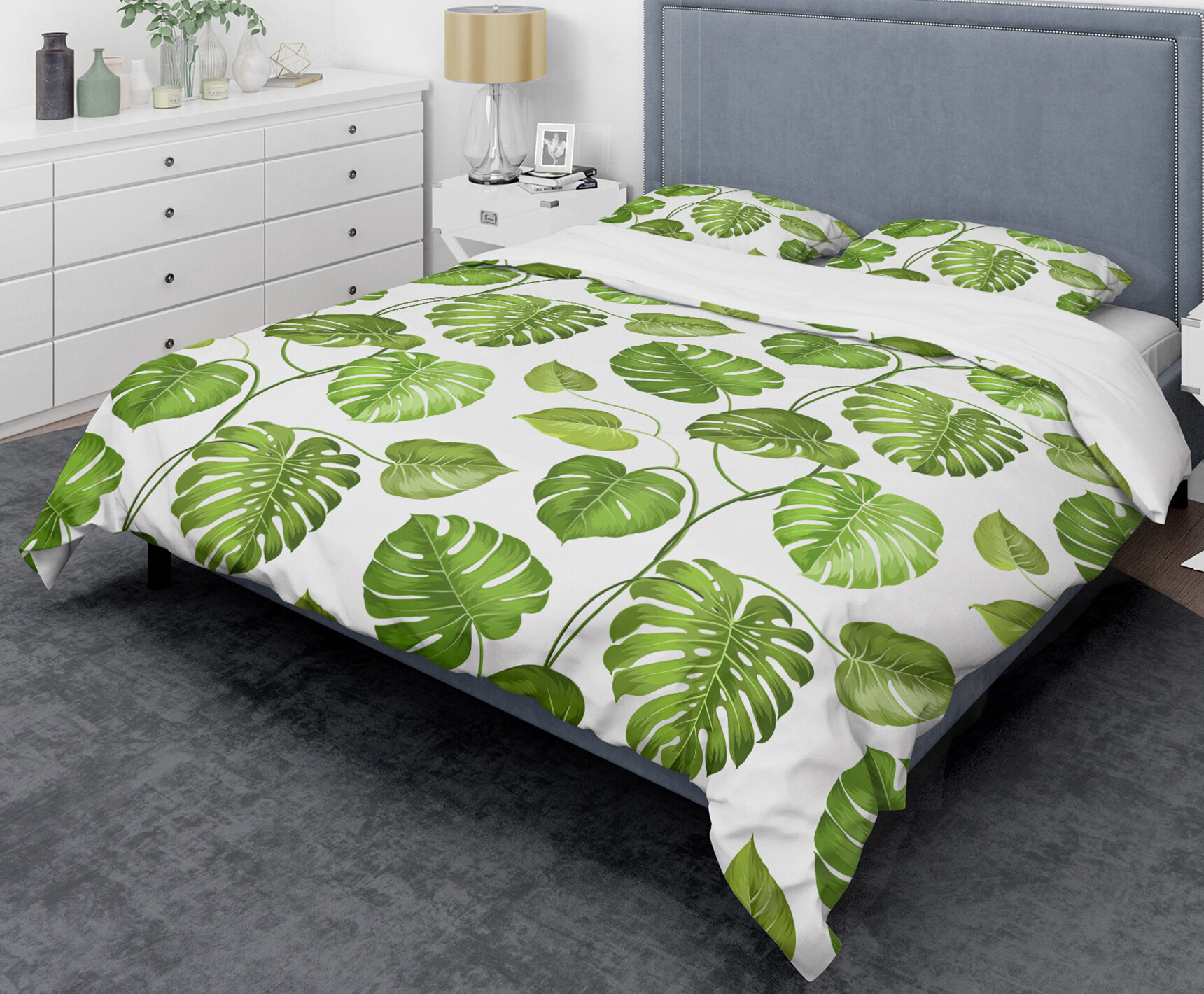 East Urban Home Tropical Palm Leaves Ii Mid Century Duvet Cover