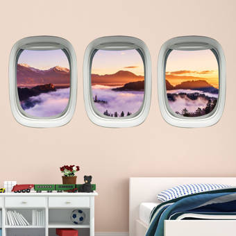 East Urban Home 3 Piece Nature Scenery Aviation Airplane Window