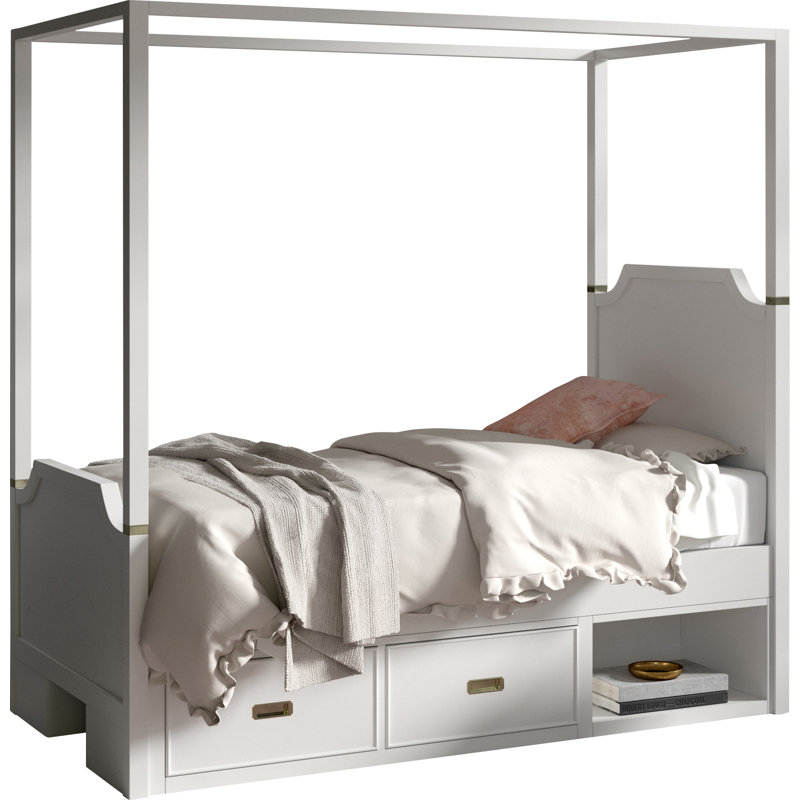 Tazewell Canopy Bed With Two Storage Drawer Units Joss Main Tazewell Canopy Bed With Two Storage Drawer Units