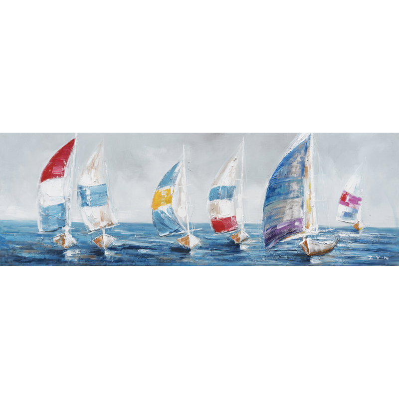 Highland Dunes Colorful Sailboats I Oil Painting Print On