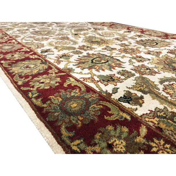 One Of A Kind Trinity Handwoven Runner 31 X 192 Wool Greenwhite Area Rug