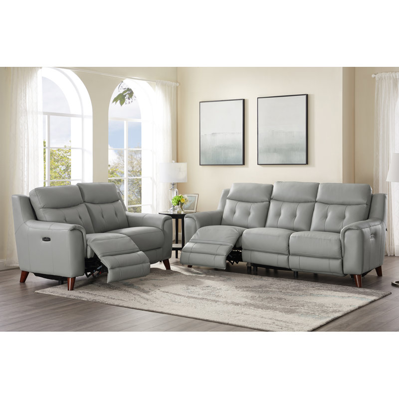 Latitude Run Nagata 2 Piece Leather Reclining Living Room