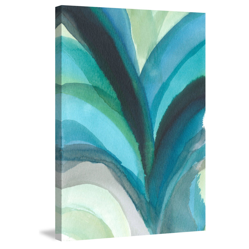 Marmont Hill Blue Leaf Splash Painting Print On Wrapped Canvas