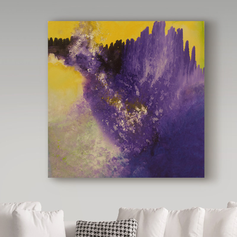 Trademark Art Purple Rain Yellow Acrylic Painting Print On