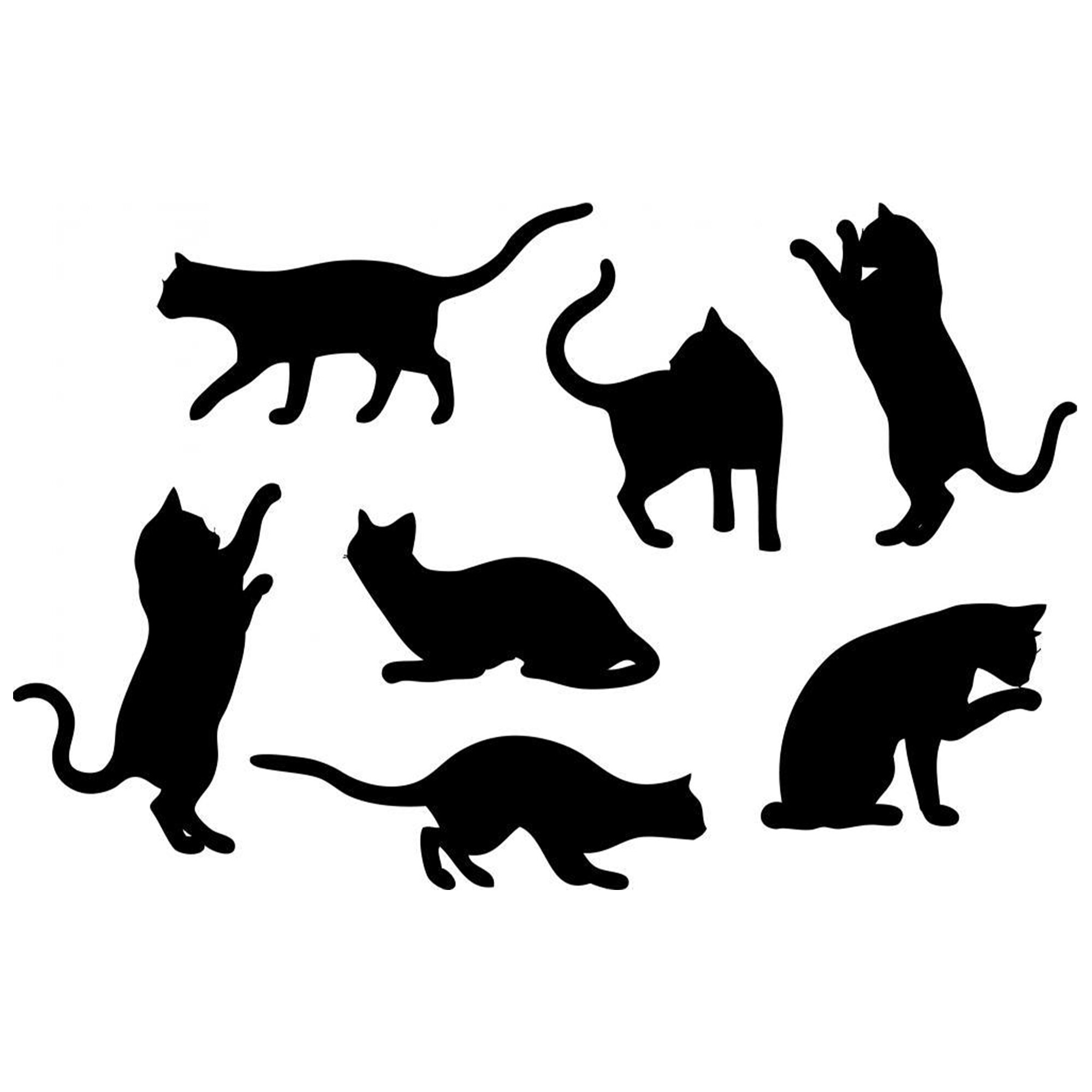 cats 6 to 16 cm 30x30cm Sticker planche silhouettes cats of all kinds