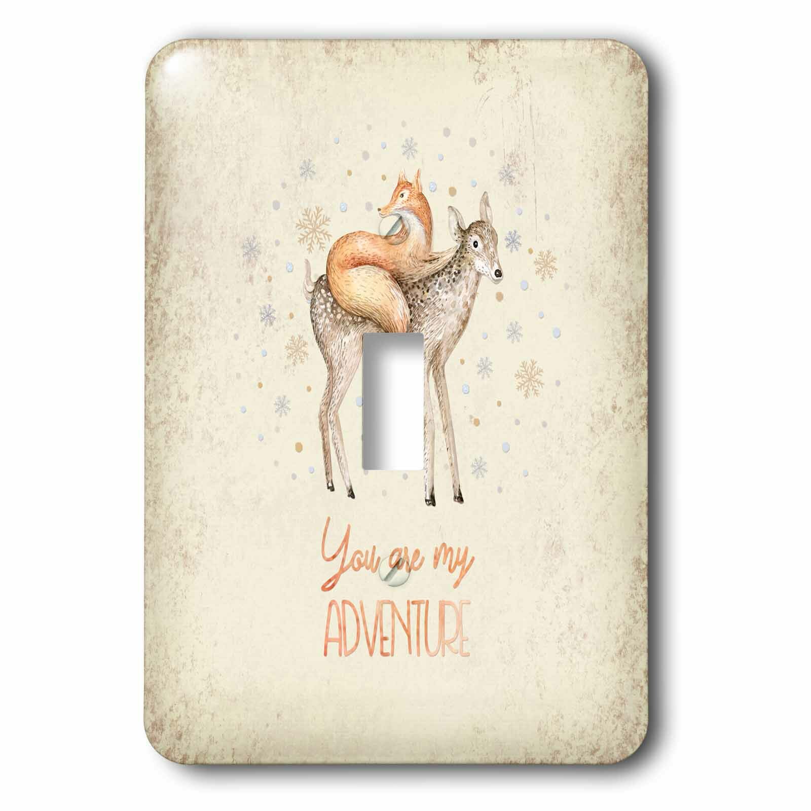 3dRose LSP_252420_1 Fox Animal Winter Saying Watercolor Single Toggle Switch 
