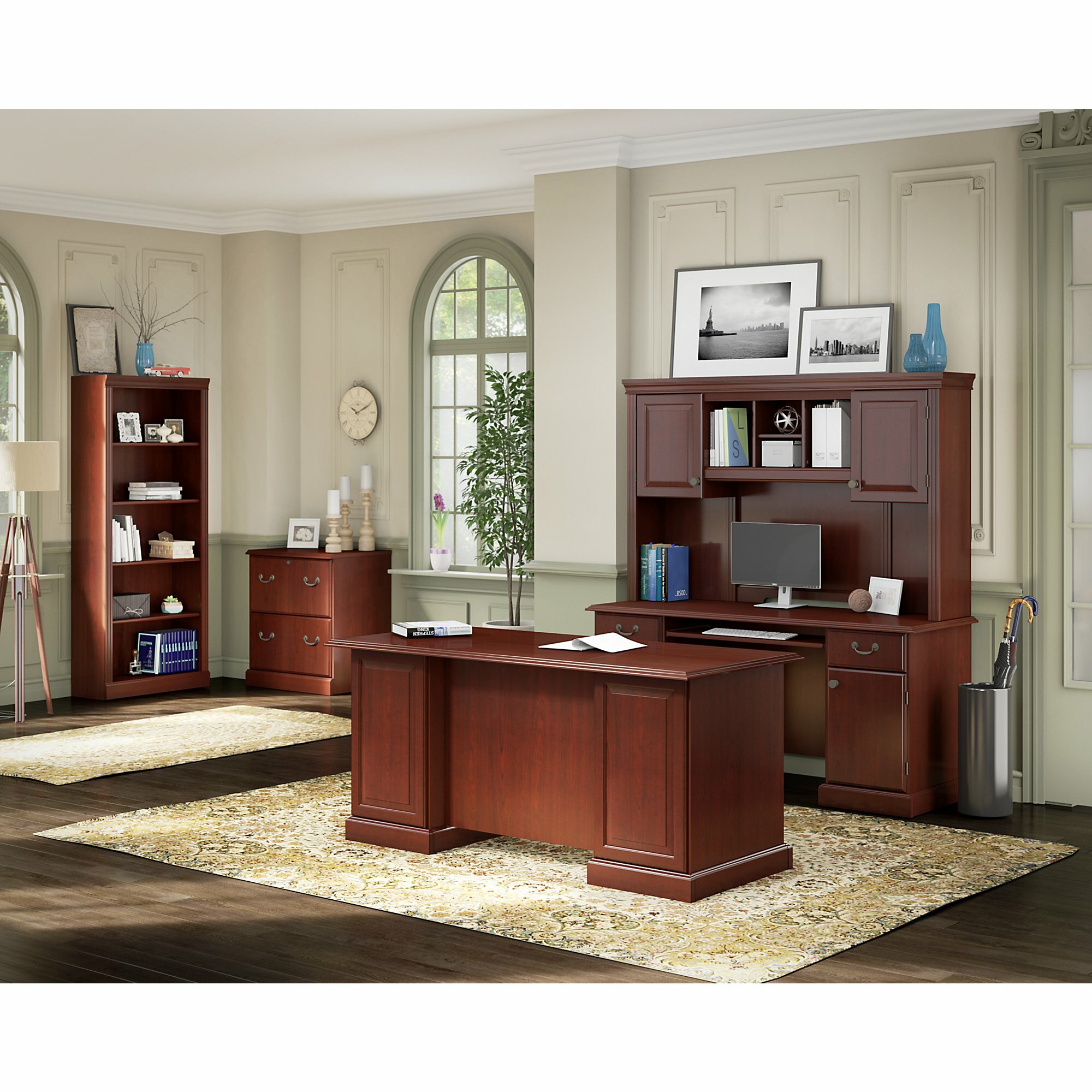 Kathy Ireland Home By Bush Furniture Bennington 4 Piece Office Set