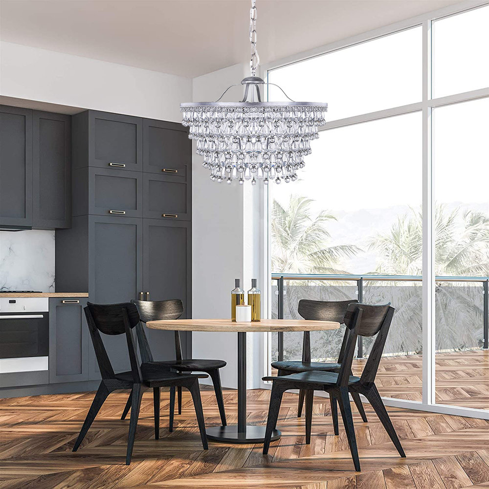 House Of Hampton 6 Lights 5 Tiers 20 Inch Crystal Chandeliers Adjustable Ceiling Pendant Lights Modern Hanging Lighting Fixture For Dining Room Bedroom Hallway Bar Kitchen Bath Wayfair