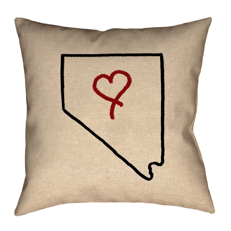 Ivy Bronx Giorgi State Love Outline In Poly Twill Double Sided Print Throw Pillow