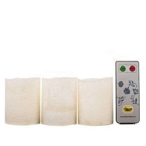 3 Piece Smooth Unscented Votive Candle Set with 2 Key Remote Control
